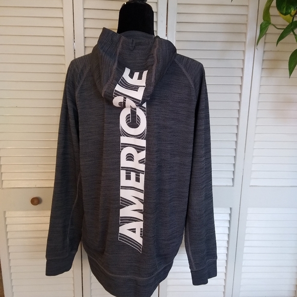 NWOTS AE Active FLEX Thermal Waffle Pullover Hoodie Gray Large American Eagle - Picture 4 of 12